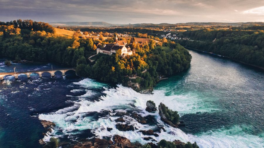 Rhine Falls. Powerful and go with the flow,.